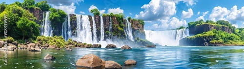 Cascading water of Victoria Falls, Victoria Falls waterfall cascade, powerful and majestic natural wonder
