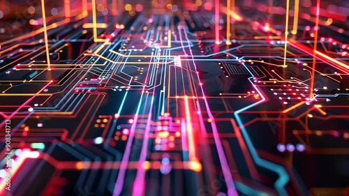 Abstract digital dot line particle data background connecting technology concept.