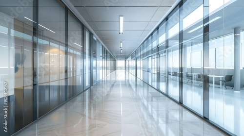 High-tech office environment with smart glass walls