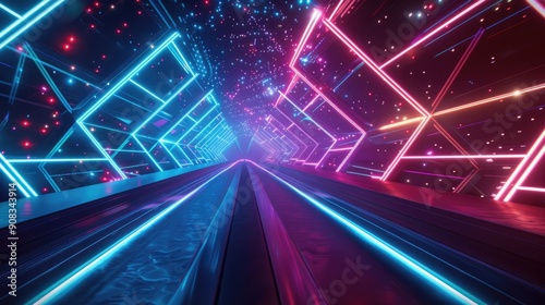 Modern bridge with sleek lines and colorful LED lights