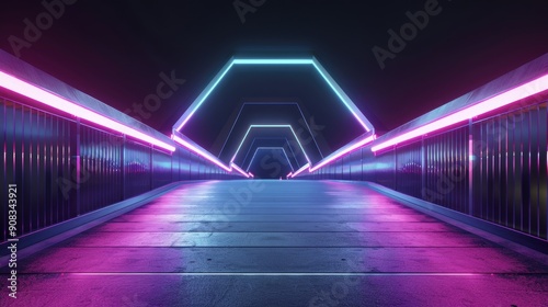 Modern bridge with sleek lines and colorful LED lights