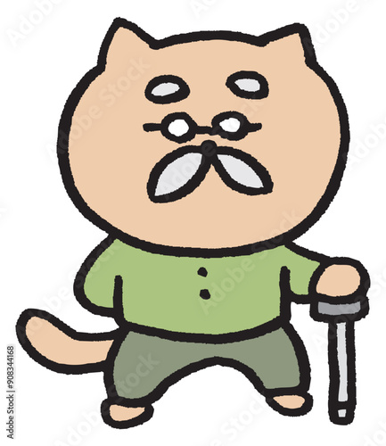 かわいい猫の老人キャラ素材