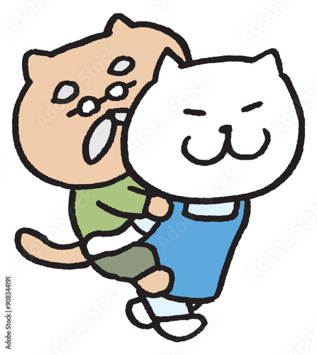 介護職員のかわいい猫のキャラ素材