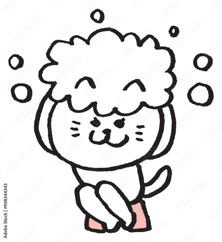 かわいい女子猫キャラの日常イラスト