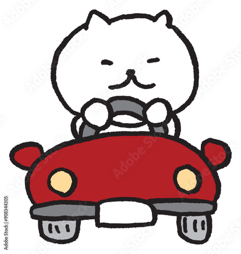 目が細いかわいい白猫のキャラの日常