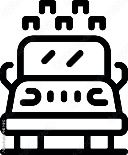 Monster truck crushing cars leaving wreckage icon, outline style