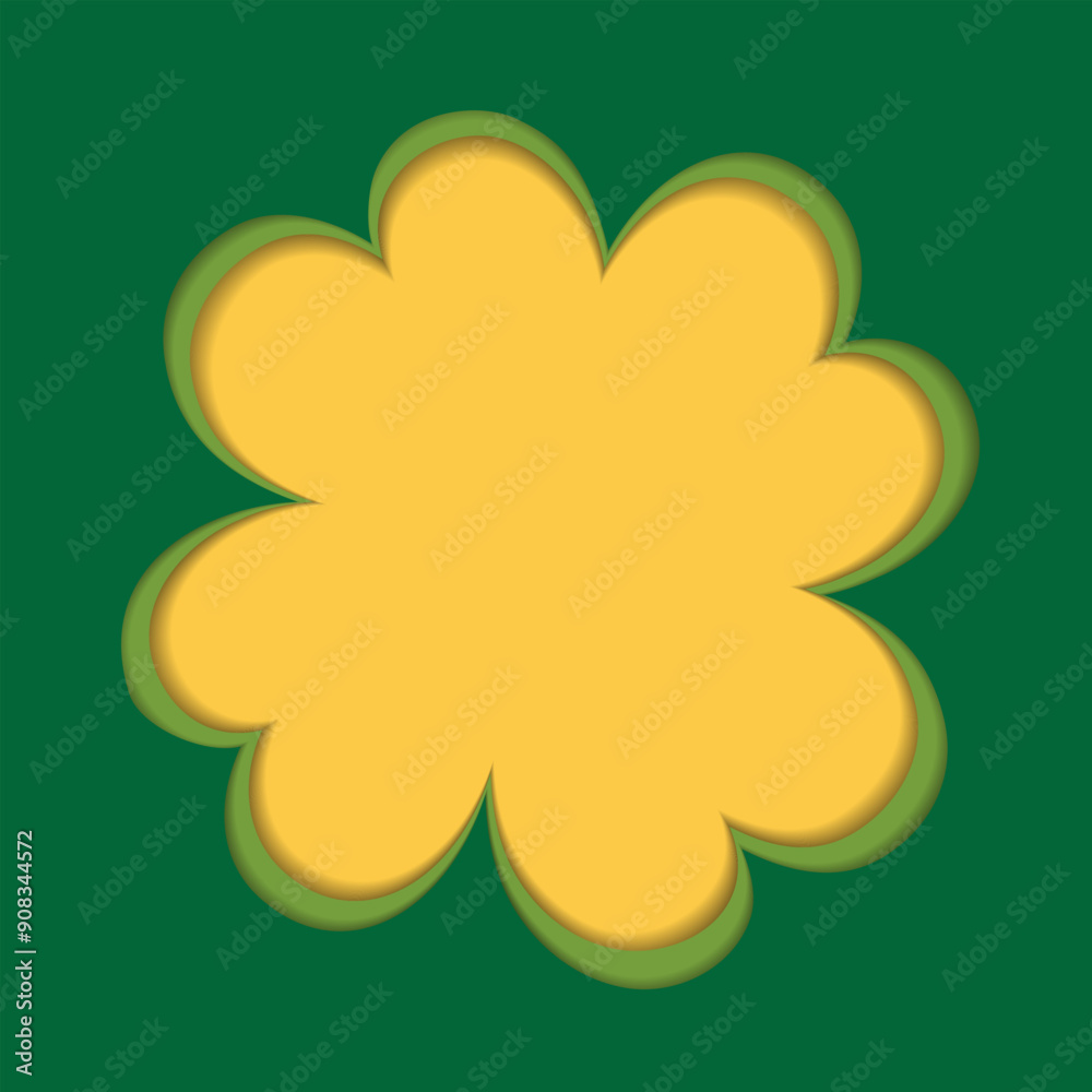 Clover leaf with four petals in Paper cut style. Copy space. St Patrick Day greeting template idea Clover leaf with four petals in Paper cut style. Copy space. St Patrick Day greeting template idea