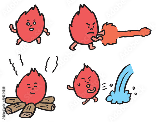 真っ赤に燃えるかわいい火のキャラ素材