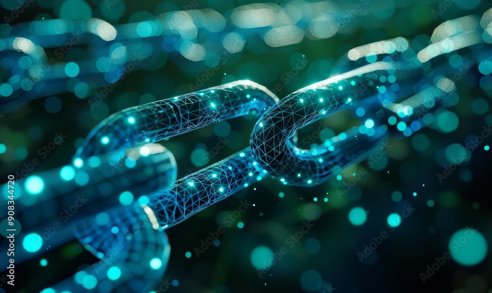 A blockchain network visualized as interconnected glowing nodes, hightech and intricate, blue and green tones, digital art A blockchain network visualized as interconnected glowing nodes, hightech and intricate, blue and green tones, digital art