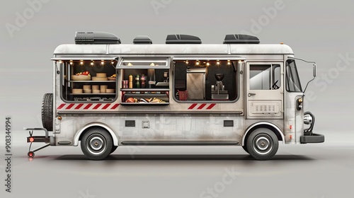 Vintage Food Truck 3D Render