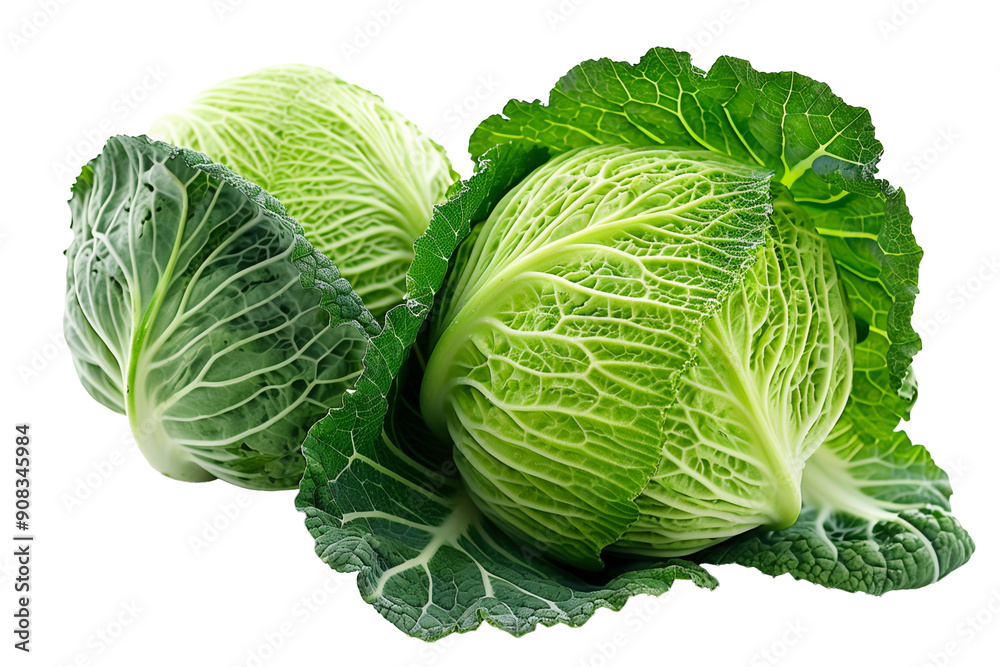 Fototapeta premium Fresh whole cabbage isolated on transparent background