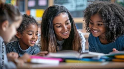 A small group of students receiving personalized instruction from a teacher in a cozy classroom, with the teacher providing focused attention and guidance, emphasizing the positive impact of small
