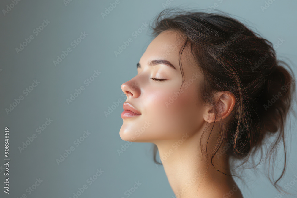 A close up of a girl's face with her eyes closed A close up of a girl's face with her eyes closed