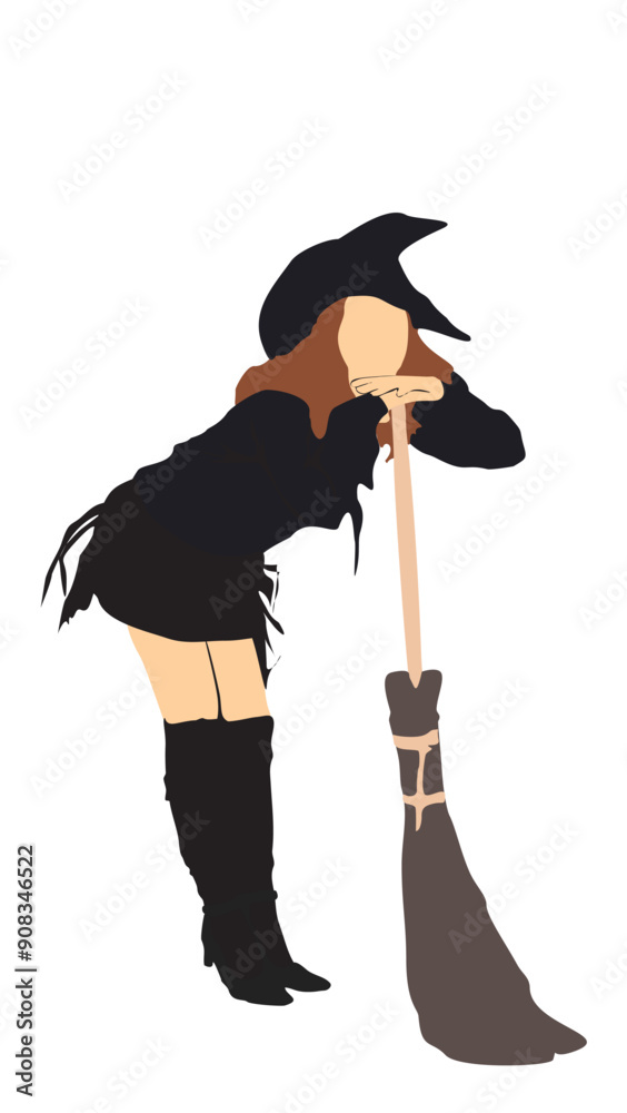 halloween people in halloween costume witch with a bloom halloween people in halloween costume witch with a bloom