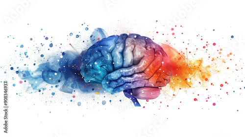 Human brain in cognitive processing and neuroscience isolated on transparent background photo