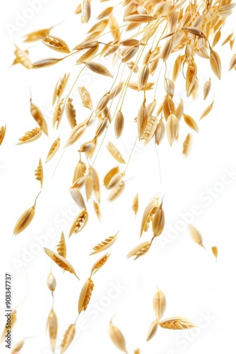 Falling Oats isolated on white background, full depth of field