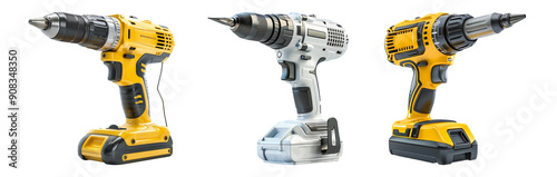Cordless Power Drills Isolated on Transparent Background