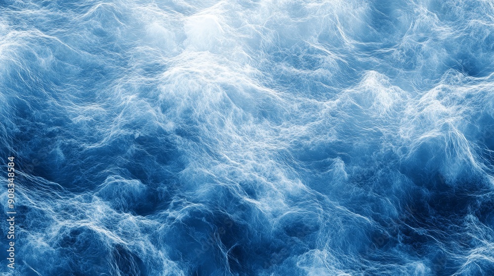Fototapeta premium Tranquil Blue Ocean Waves - AI-Generated Wallpaper Illustration for Relaxation and Serenity