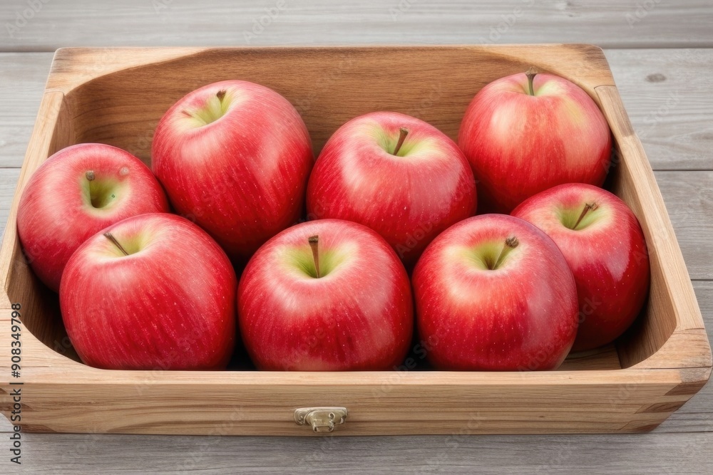 Apples in a wooden basket on a wooden table Apples in a wooden basket on a wooden table
