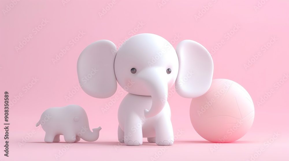 Two cartoon elephants on a pink background. Two cartoon elephants on a pink background.