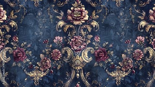 Baroque Opulence, A richly detailed wallpaper background showcasing the opulent style of the Baroque period photo