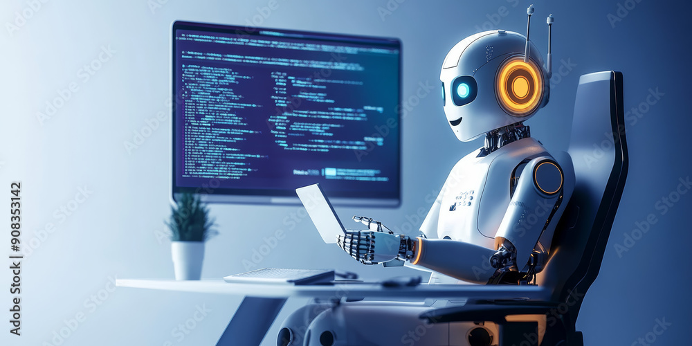 Fototapeta premium Ai Chatbots working and chatting in computer