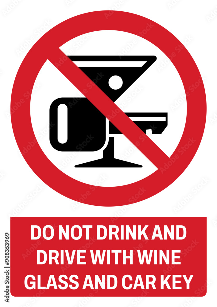 ISO prohibition safety signs_do not drink and drive with wine glass and ...