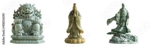 Decorative Buddha Statues Isolated on Transparent Background