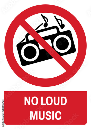 ISO prohibition safety signs_no loud music size a4/a3/a2/a1	