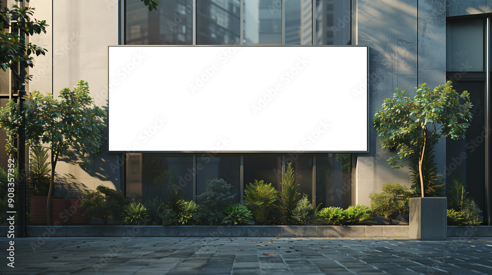 Blank billboard to display information outside the entrance of a hotel or restaurant Blank billboard to display information outside the entrance of a hotel or restaurant