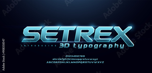 3d sport future font logo blue glow modern alphabet. technology typography bold and italic uppercase lowercase and number for logos. vector illustration