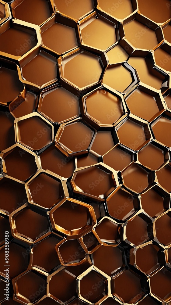 Obraz premium brown honeycomb pattern abstract background backdrop design copy space illustration art