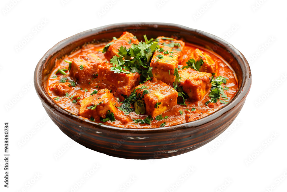 Paneer butter masala in bowl isolated on transparent background Paneer butter masala in bowl isolated on transparent background
