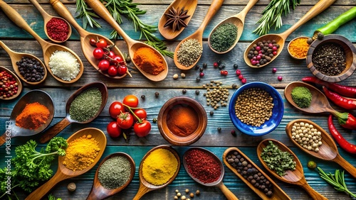 Fototapeta Naklejka Na Ścianę i Meble -  A Symphony of Spices: A Culinary Journey in the Kitchen  generative AI