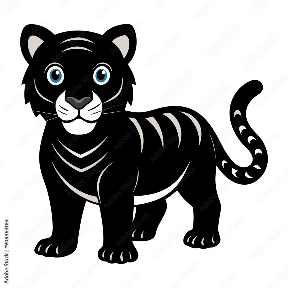 Fototapeta premium Cartoon tiger silhouette - Vector illustration isolated on white background