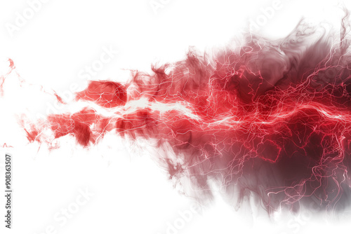 Glowing electric red flash isolated on transparent background