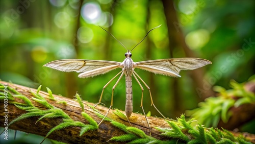 Whispers of the Wild: A Plume Moth Captured in the Heart of a Woodland  AI Generated photo