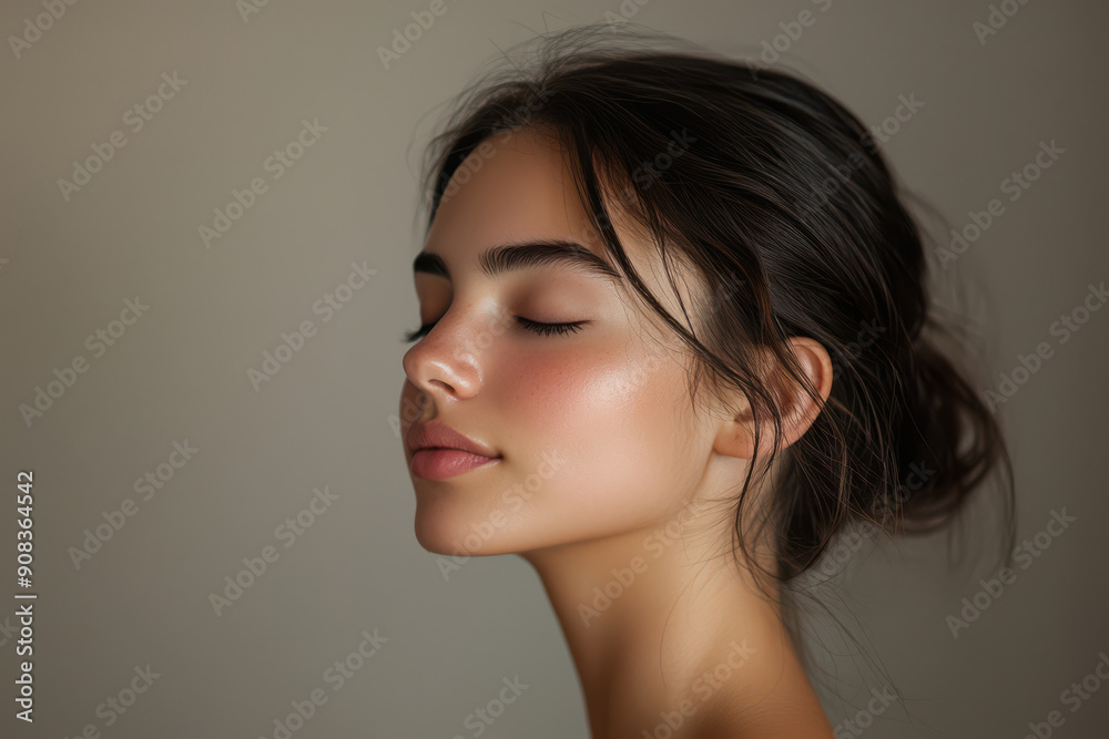 A close up of a girl's face with her eyes closed A close up of a girl's face with her eyes closed