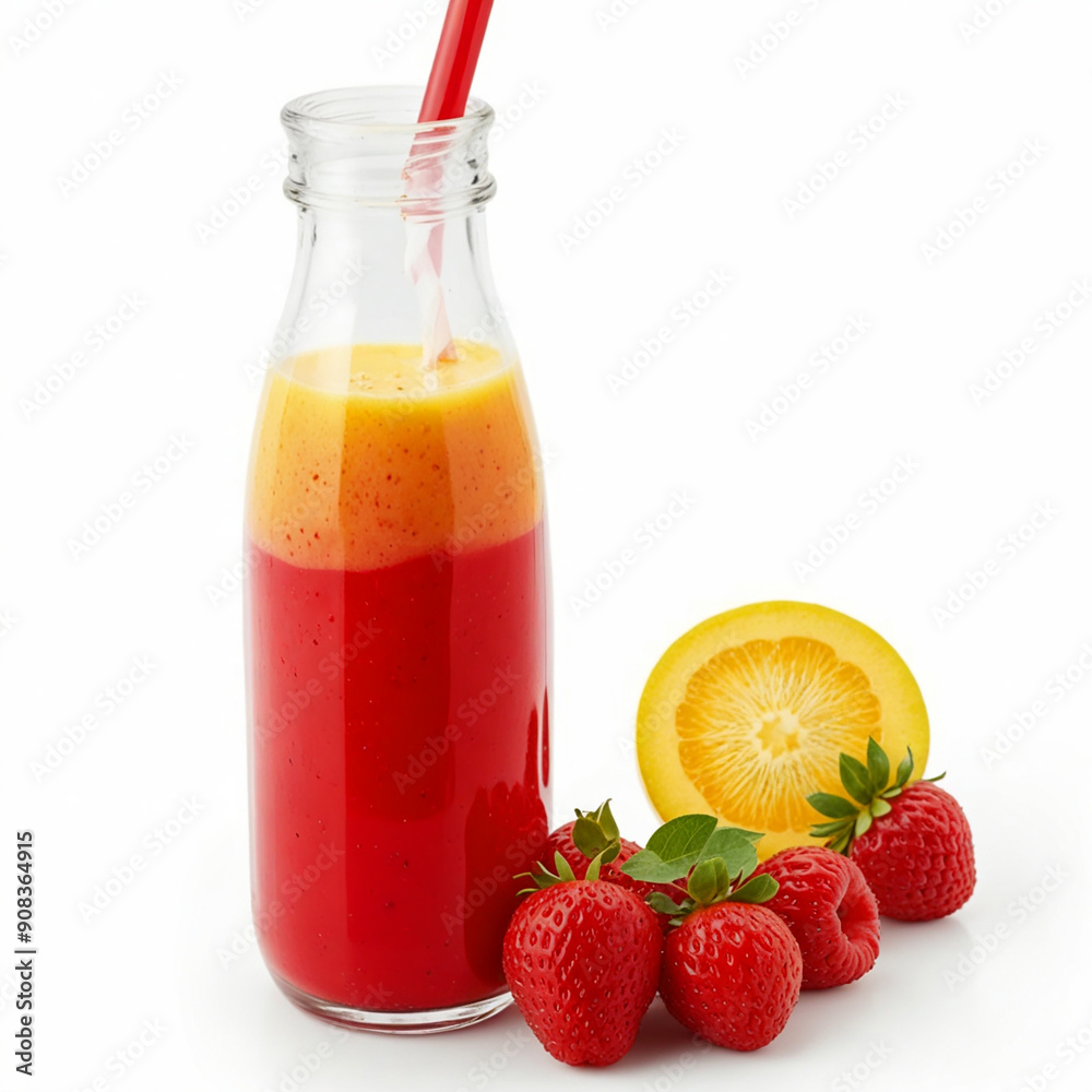 Fruit smoothies bottle, isolated on a white background Fruit smoothies bottle, isolated on a white background