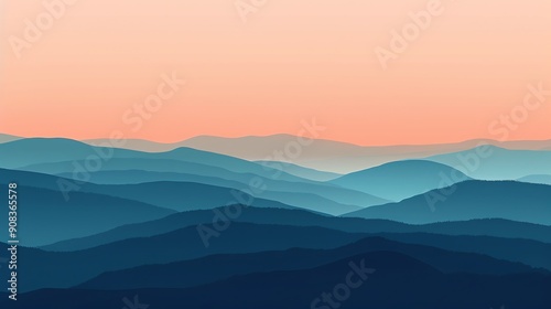 A layered mountain range against a pink sky.