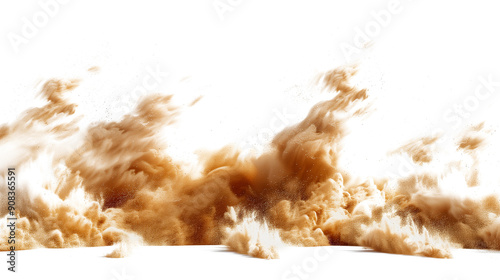 Stormy sand clouds with air waves on transparent background