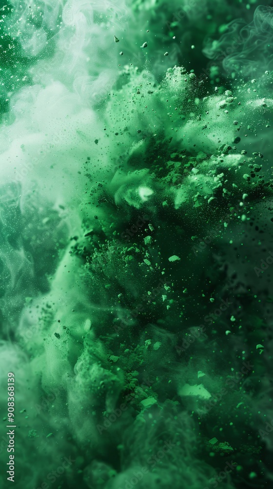 abstract powder splatted background, Freeze motion of green powder exploding/throwing green abstract powder splatted background, Freeze motion of green powder exploding/throwing green