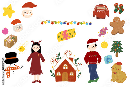 cute christmast element illustration clip art