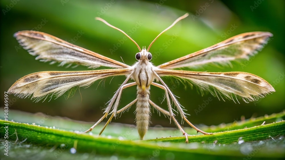 A Glimpse into the Unknown: A Plume Moth Explored Through Macro Lens AI generated A Glimpse into the Unknown: A Plume Moth Explored Through Macro Lens AI generated