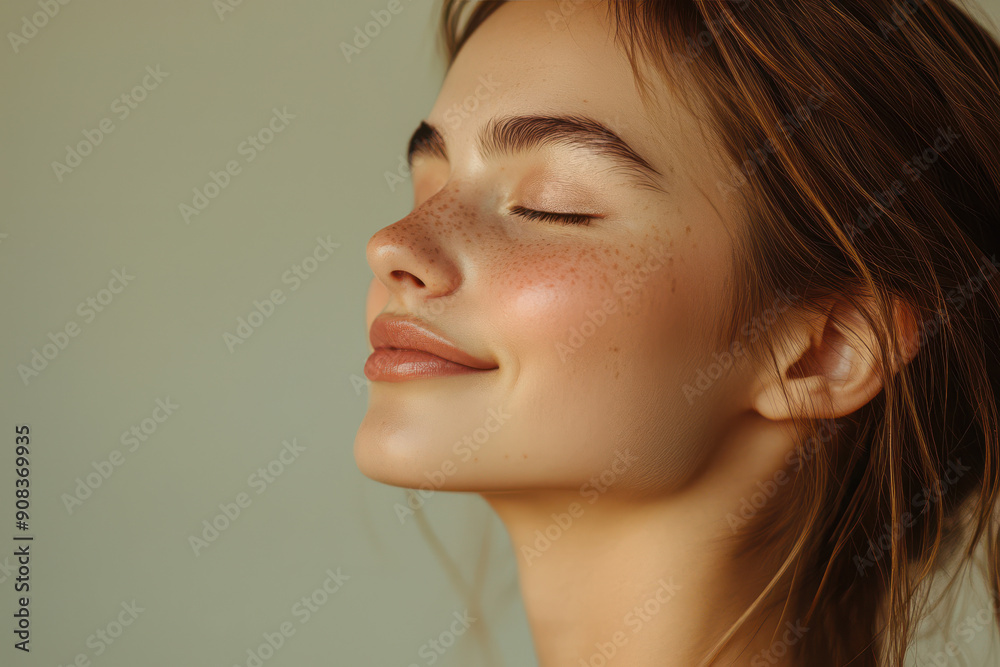 A close up of a girl's face with her eyes closed A close up of a girl's face with her eyes closed