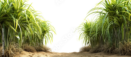 Sugarcane plantation isolated on transparent background