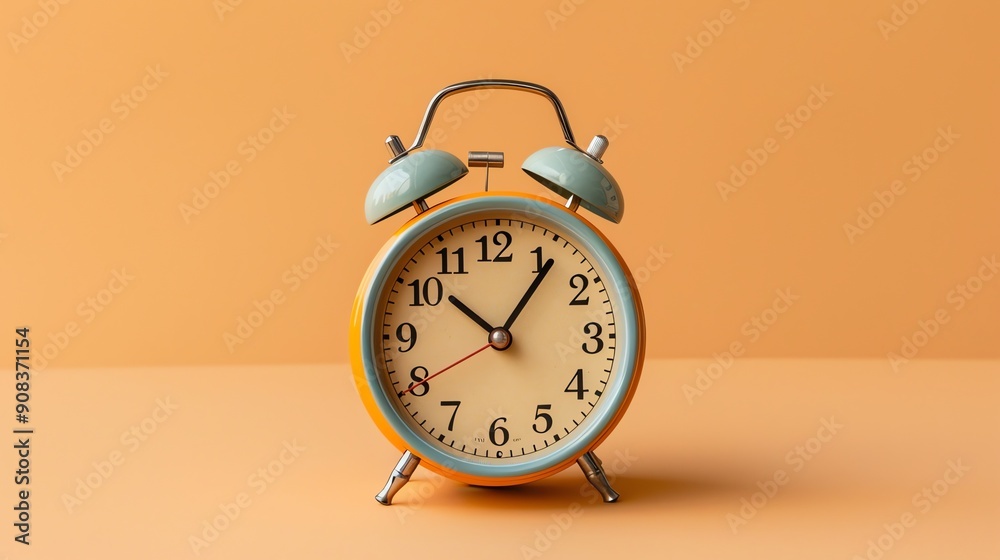 An orange alarm clock. An orange alarm clock.