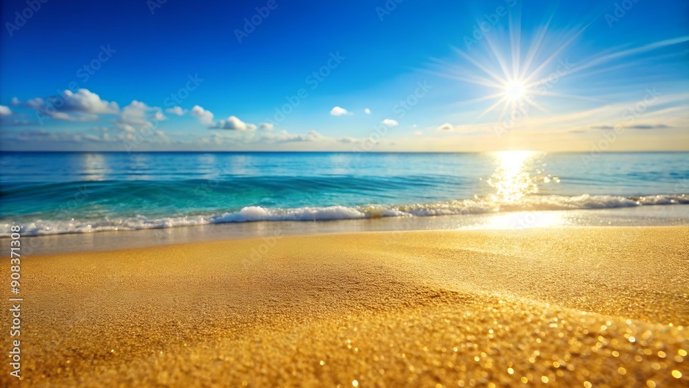 Sun-Kissed Sand and Shimmering Sea AI generated Sun-Kissed Sand and Shimmering Sea AI generated