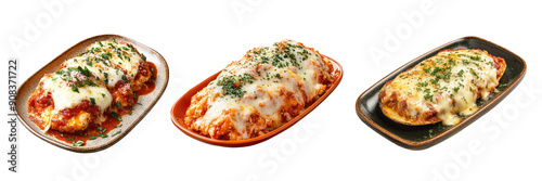 Chicken parmigiana on a transparent background