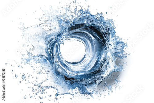 Blue whirlpool with splashes isolated on transparent background